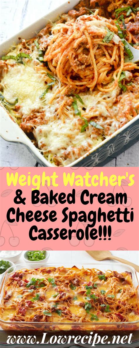 Drain spaghetti and place in a bowl. Weight Watcher's & Baked Cream Cheese Spaghetti Casserole ...