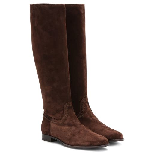 Tod S Suede Knee High Boots In Brown Lyst