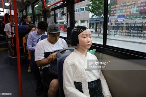 a comfort woman statue installed in a bus ahead of the 72nd news photo getty images