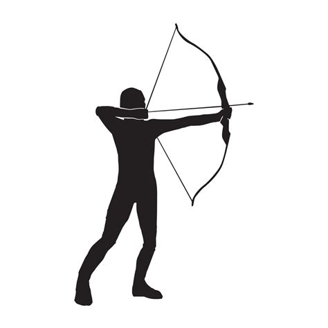 Beautiful Female Archer Warrior Vector Silhouette On White Background