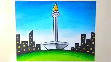 Mewarnai Menggambar Monas Monumen Nasional Monas Indonesian Monument