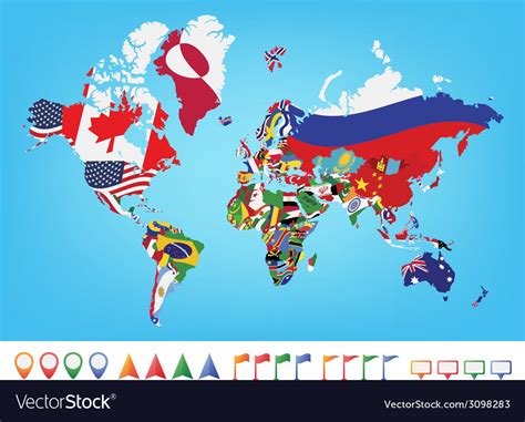 World Map With Flags Mexico Map