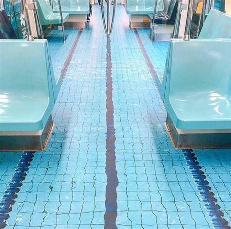 Subway Floor Made To Look Like A Swimming Pool Vaporwaveaesthetics In