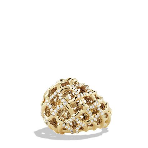 Venetian Quatrefoil Dome Ring With Diamonds In Gold Domed Ring