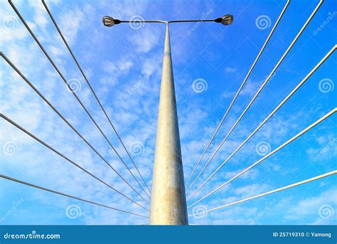 Electric Street Light Pole Over Blue Sky Stock Photo Image Of