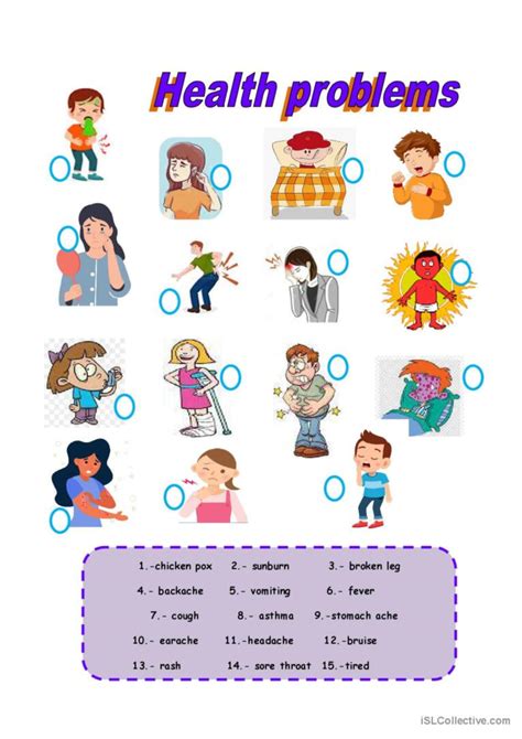 Health Problems English Esl Worksheets Pdf And Doc