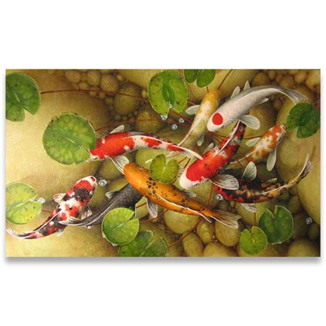 Koi Fish Painting On Canvas Asian Wall Art Canvas Painting Canvas Art