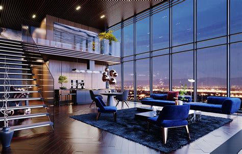Wallpaper Space Interior Penthouse Living Room Usa