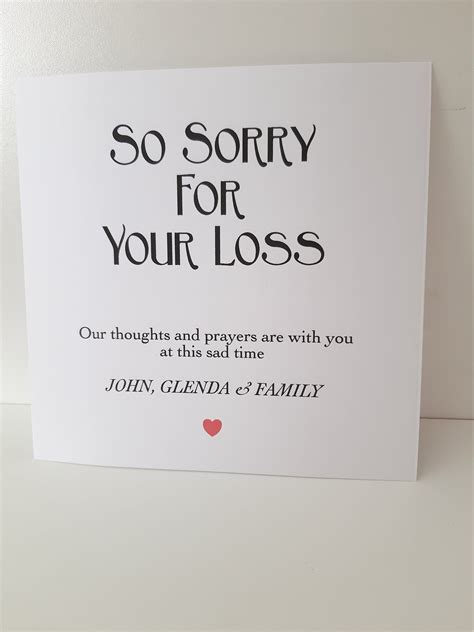 Personalised Bereavement Card So Sorry For Your Loss Etsy