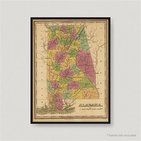 1823 Map Of Alabama Counties Antique Map Of Alabama Old Map Etsy