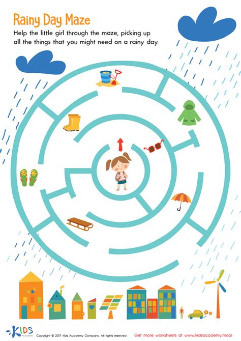 Rainy Day Maze Worksheet Free Science Printable For Children