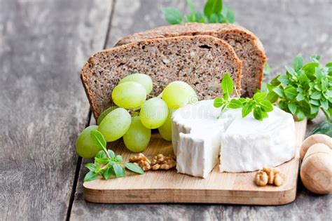 Goat Cheese With Fruits And Whole Grain Bread Stock Image Image Of