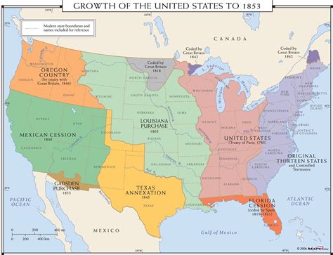 Growth Of The United States To 1853 Map
