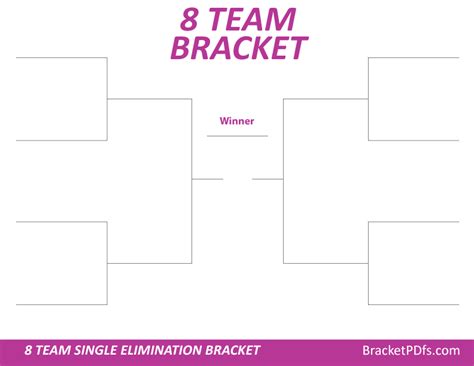 8 Team Bracket Single Elimination Printable Bracket In 14 Different