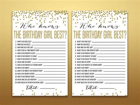 Succulent How Well Do You Know Who Knows The Birthday Girl Best Birthday Party Games Printable