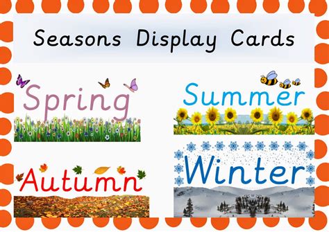 Simply Kids Learning Seasons Display Cards Free
