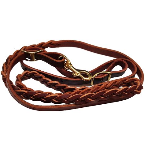 Horse Reins 7 12 One Piece Braided Leather Roping W 34 Brass Snap ⋆