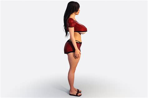 D Model Curvy Woman In Red Clothes Rigged Turbosquid