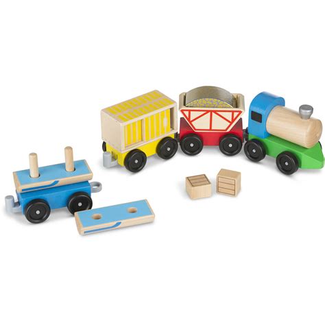 Melissa And Doug Cargo Train Classic Wooden Toy With 4