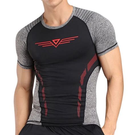 mens quick drying breathable skinny fit tops fitness training jogging sport t shirt sport t