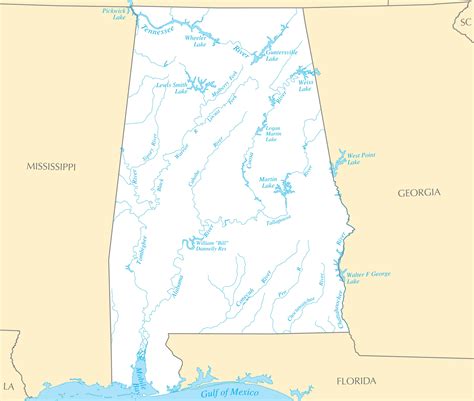 Alabama Rivers And Lakes Mapsofnet