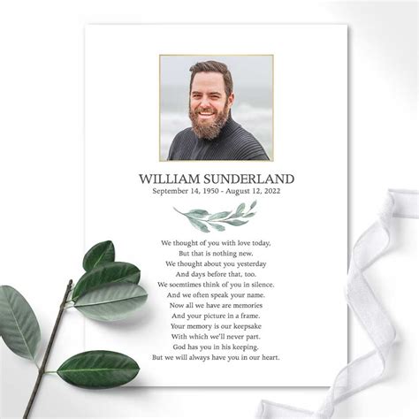Tribute Card Template For Memorial Services Digital Printable Template