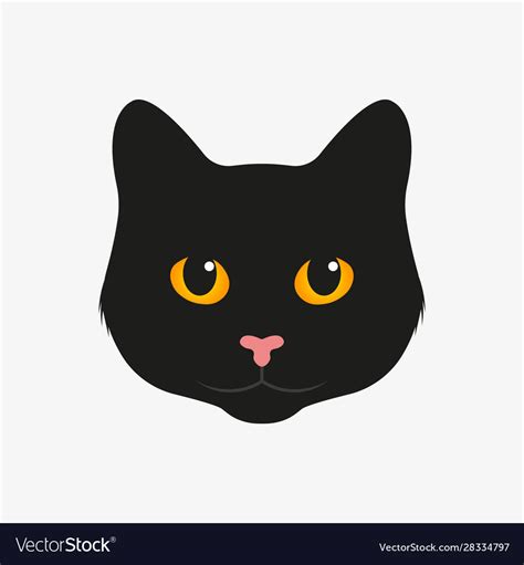 Head Black Cat On A White Background Cartoon Vector Image