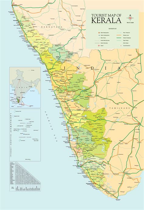 Kerala Map In Detail Map Showing Southeastern Arabian Sea Off Kerala