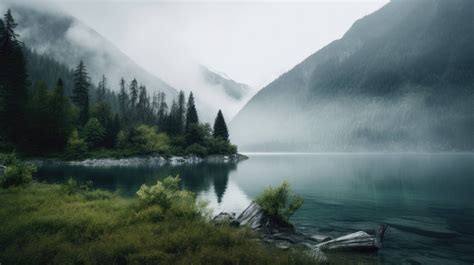 A Peaceful Desktop Wallpaper Featuring A Serene Lake Surrounded By