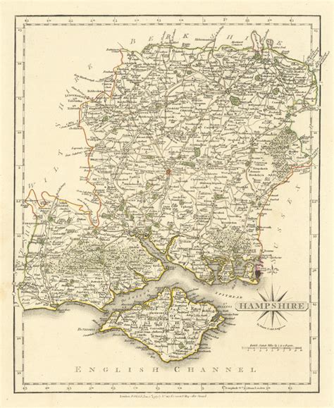 Antique County Map Of Hampshire By John Cary Original Outline Colour 1793