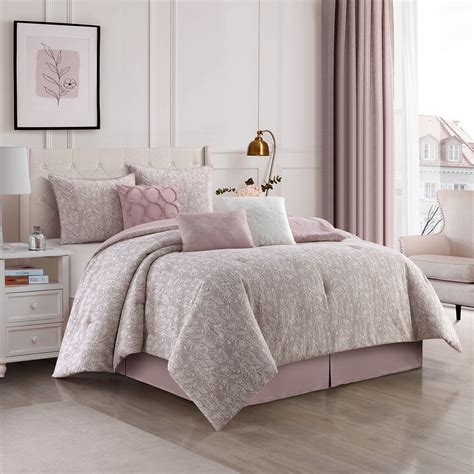 Lanco 100 Cotton King Size Comforter Set 7 Piece Blush Flower