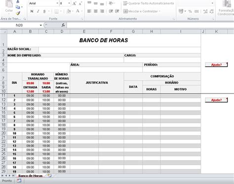 Modelo De Planilha Para Banco De Horas V Rios Modelos