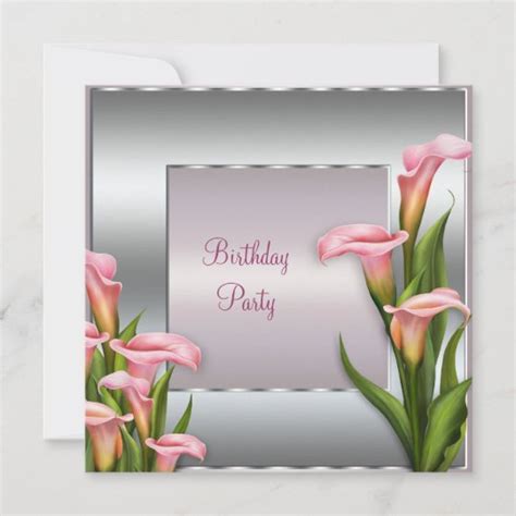 Pink Calla Lily Birthday Party Invitation Template Zazzle Com Au