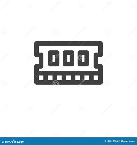 Computer Ram Memory Card Line Icon Stock Vector Illustration Of