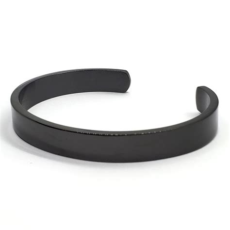 Stainless Steel Cuff Bracelet Black Natural Frequency Products