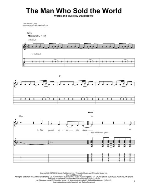 The Man Who Sold The World By Nirvana Easy Guitar Tab Guitar Instructor