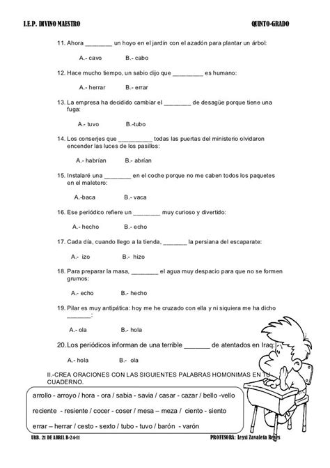 Iep Divino Maestro Quinto Grado Practicas Del Lenguaje Palabras