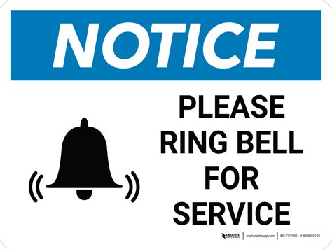 Notice Please Ring Bell For Service Landscape With Icon Wall Sign
