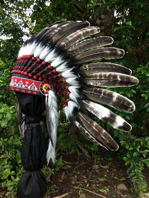 Turkey Feather Headdress Indian Headdress Replica Native Etsy