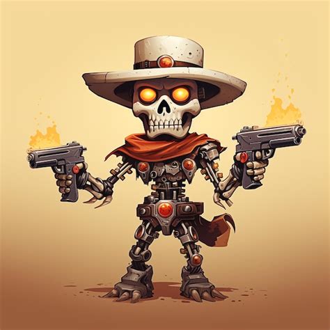 Premium Ai Image Steampunk Robot Cowboy Bandit With Gun