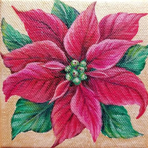 Poinsettia Ornament Acrylic Painting Tutorial Free On Youtube By Angela