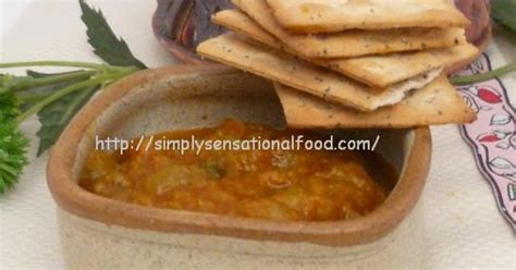 turkish eggplant aubergine and red pepper dip simply food