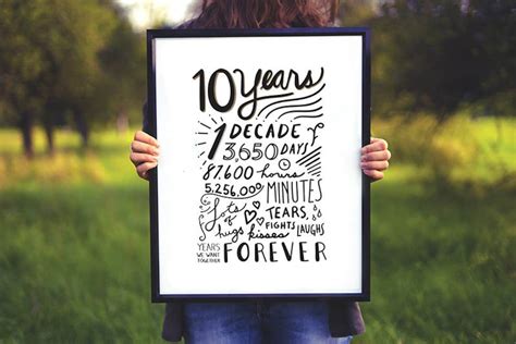 10 Year Anniversary Hand Lettered Art Digital Download 10th Anniversary T Love Story Sign