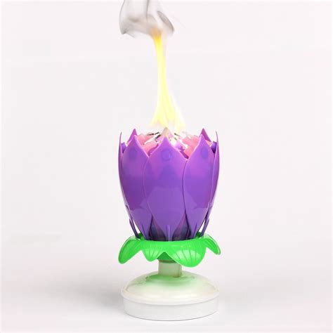 Purple Flower Musical Birthday Candles Lotus Flower Spinning Candles