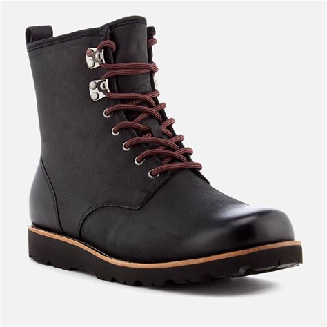 Ugg Mens Hannen Tl Waterproof Leather Lace Up Boots In Black For Men