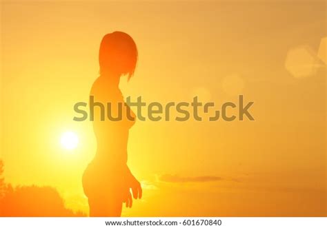 Silhouette Topless Woman Short Hair On Stock Photo Shutterstock