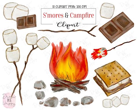 Smores Clipart Campfire Clipart Camping Graphics Etsy Clip Art