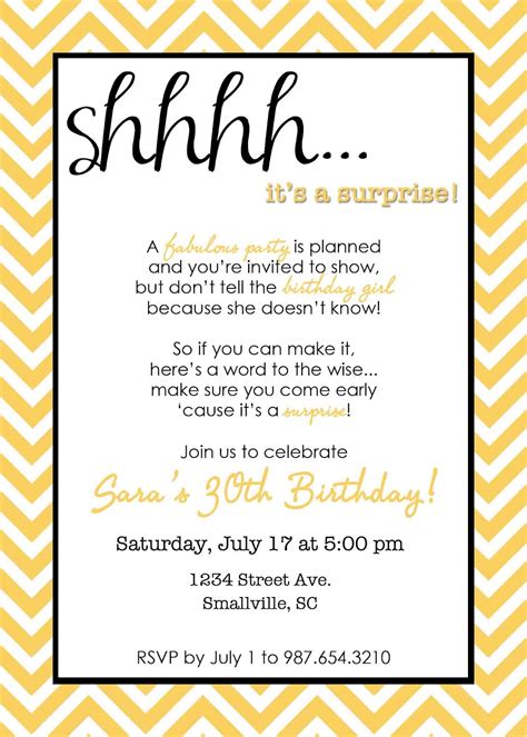 Wording For Surprise Birthday Party Invitations Free Invitation Templates Drevio