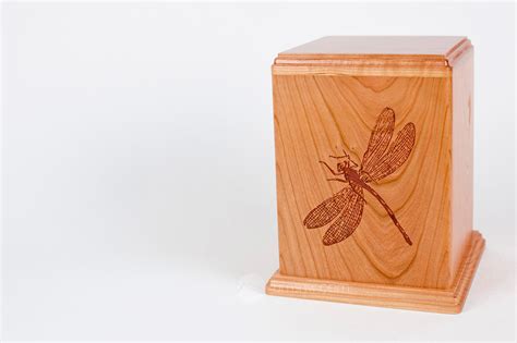 Dragonfly Laser Carved Wood Cremation Urns In 200 And 400 Cu In