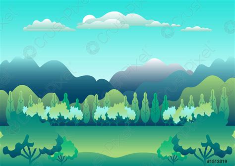 Hills And Mountains Landscape In Flat Style Design Valley Background